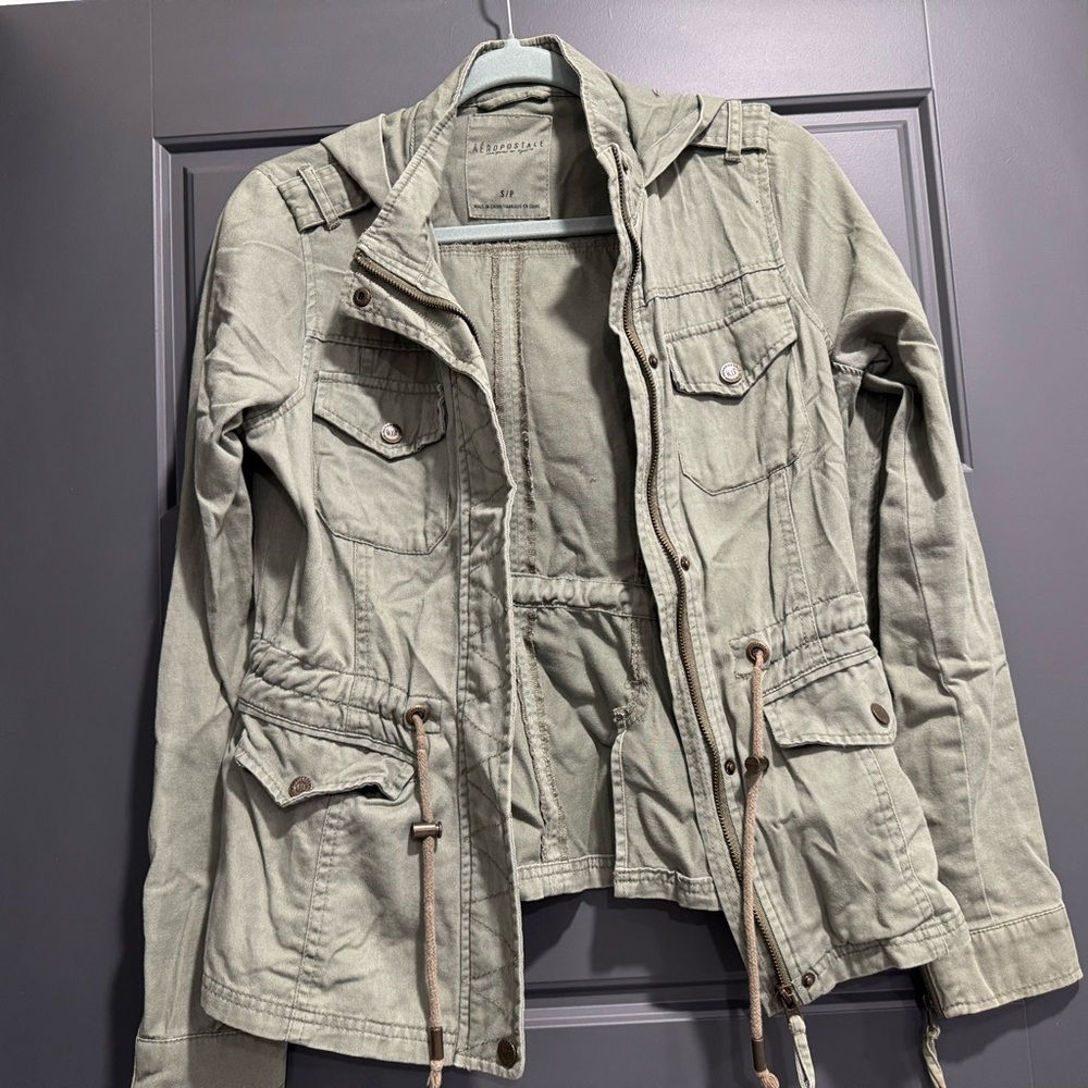 Aeropostale Green Utility Jacket with Adjustable Waist